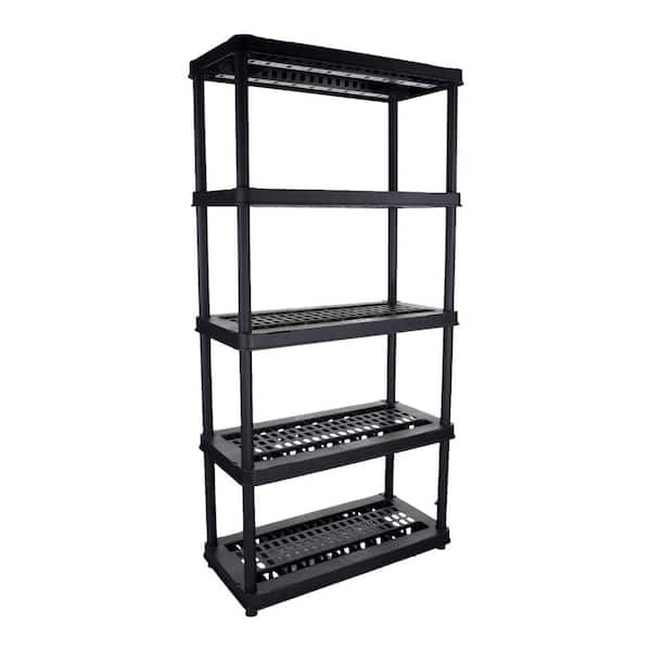 5 Tier Plastic Garage Storage Unit in Black (36 in, W x 73.5 in H x 18 in. D)