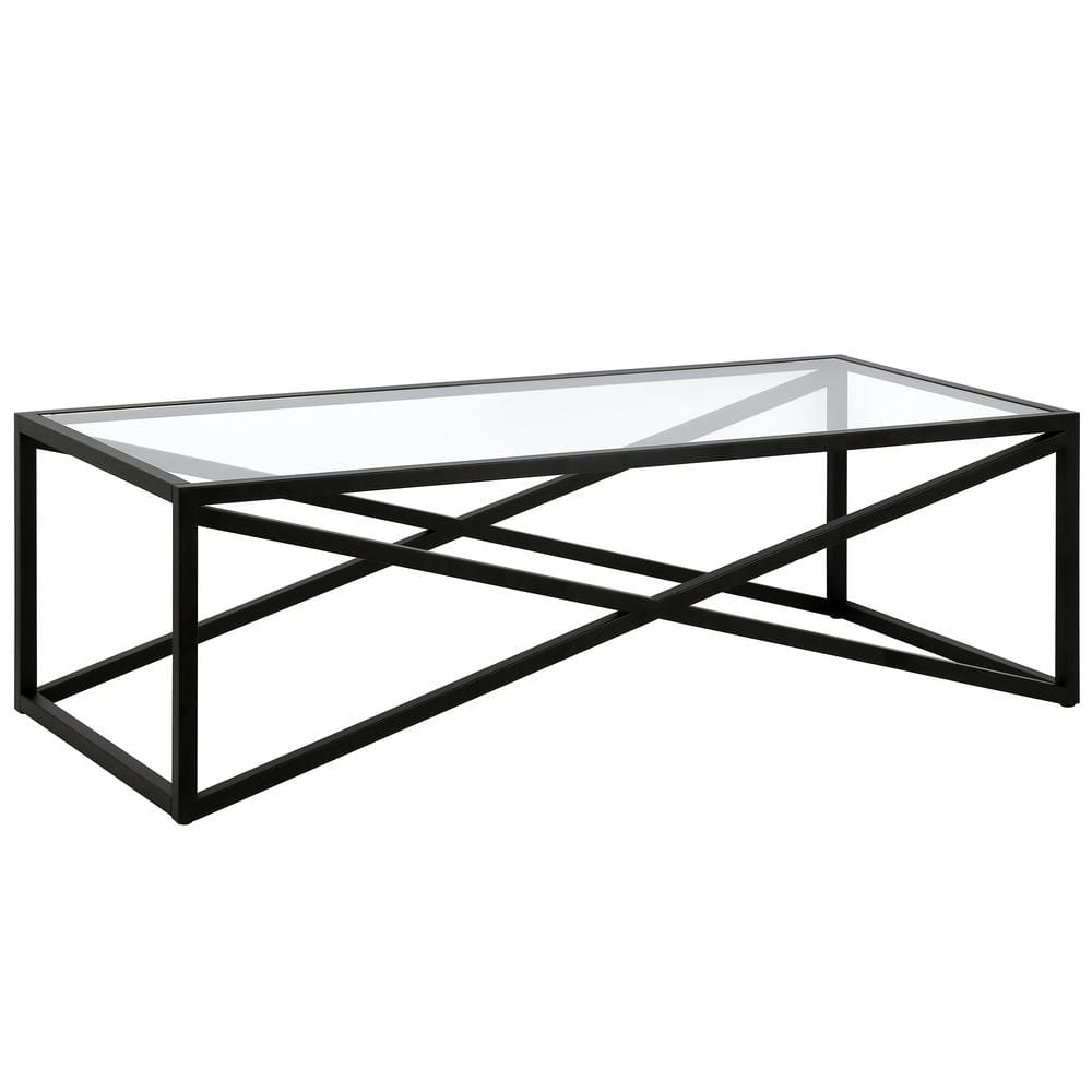 Calix 54" Blackened Bronze Rectangular Glass Coffee Table