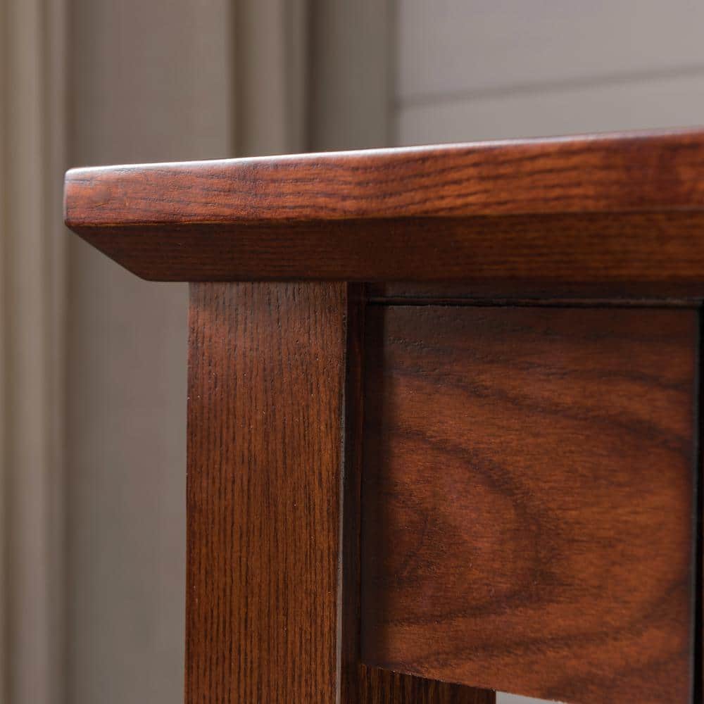 Compact Mission Oak Desk with Drop Front Keyboard Tray and Drawer