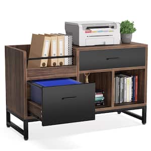 Bernise Rustic Brown File Cabinet with 2-Drawers Lateral Filing Cabinets Printer Stand with Letter Size/A4 Size Drawer