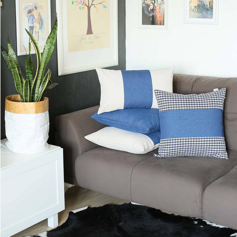 Boho-Chic Blue Jacquard 18" x 18" Throw Pillow Cover