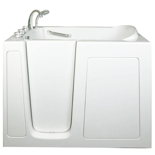 Ella Low Threshold 4.33 ft. x 30 in. Walk-In Air Massage Bathtub in White with Left Drain/Door