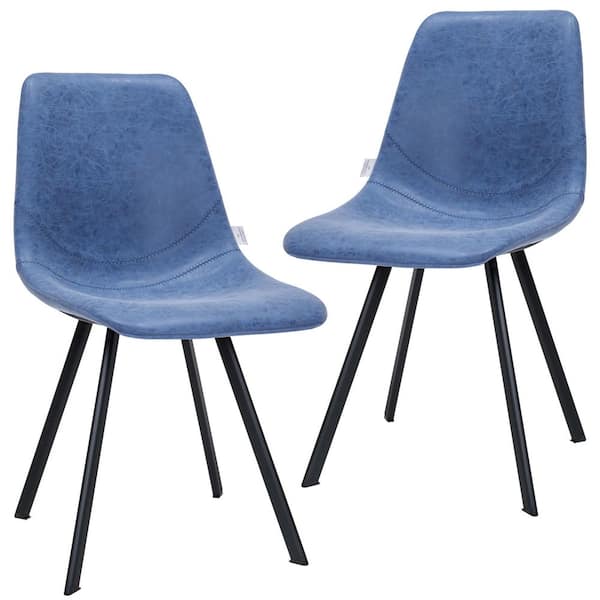 Leisuremod Markley Peacock Blue Faux Leather Dining Chair Set of 2