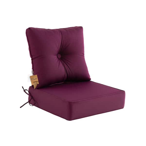 BLISSWALK Deep Seat High Back Chair Cushions Outdoor Replacement Patio Seating Cushions, Seat 24 in. L x 24 in. W x 6 in. H,Plum