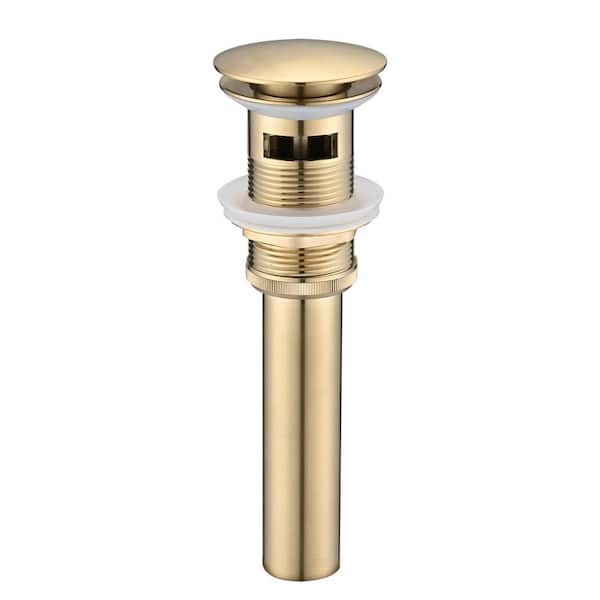 YASINU Bathroom Pop-Up Drain Assembly Vessel Sink Drain Stopper with Overflow In Brushed Gold