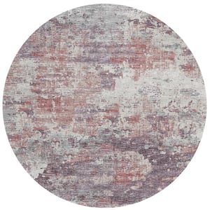 Accord Pink 8 ft. x 8 ft. Abstract Indoor/Outdoor Washable Area Rug