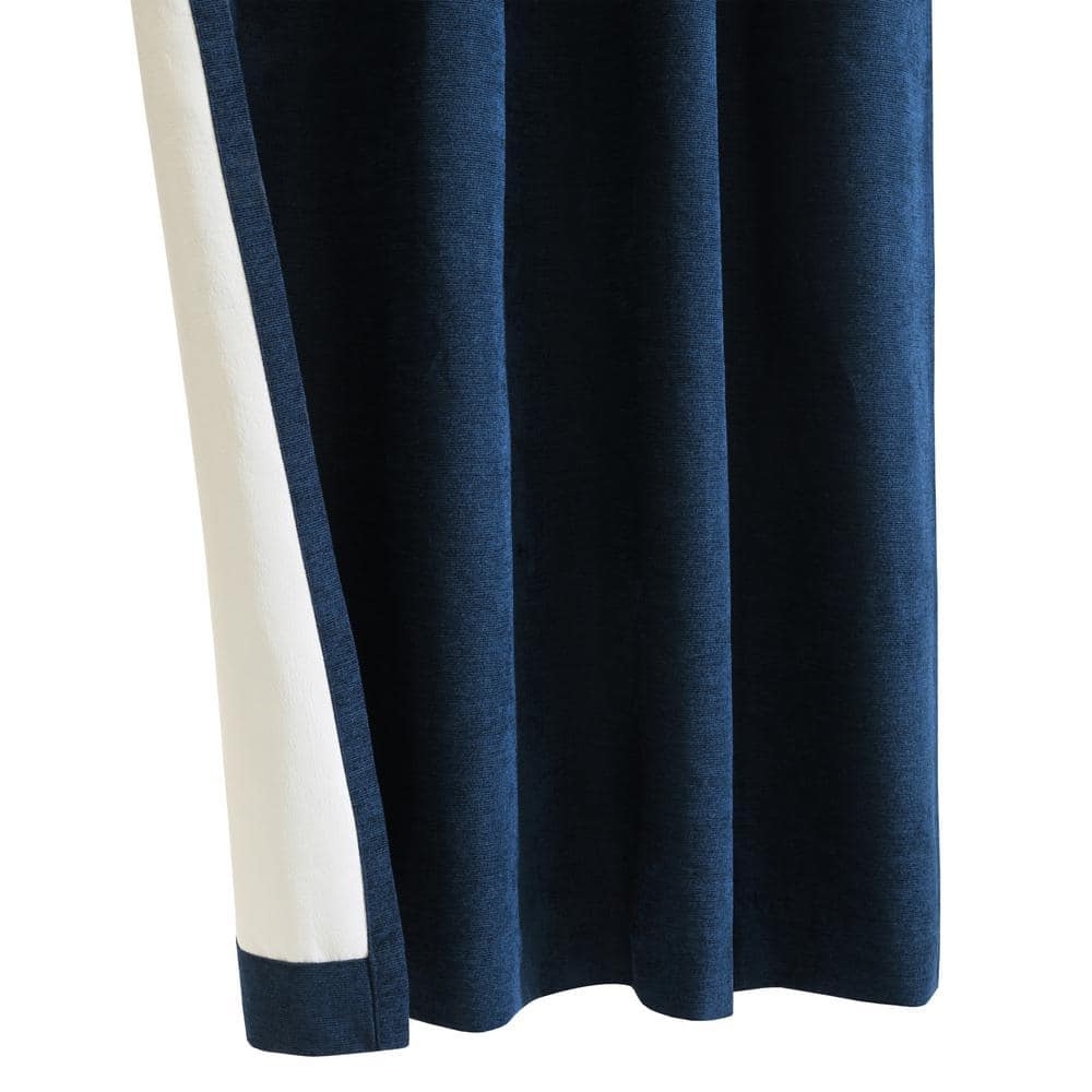 Dark Navy Polyester Blackout Grommet Curtain Panel 52 x 95