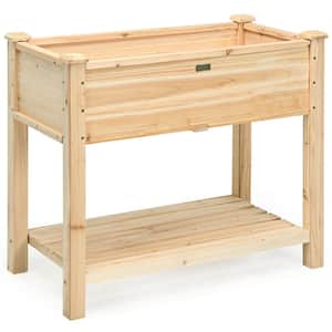 30 in. Natural Wood Planter Box Stand
