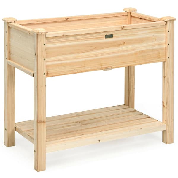 ANGELES HOME 30 in. Natural Wood Planter Box Stand