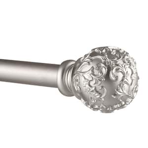 Vine 36 in. - 72 in. Adjustable 1 in. Single Curtain Rod Kit in Matte Silver with Finial