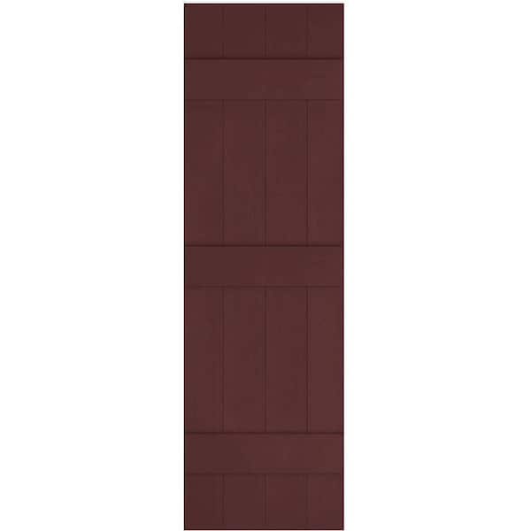 Ekena Millwork 14 in. x 59 in. Lifetime Vinyl Custom Four Board Joined Board and Batten Shutters Pair Bordeaux