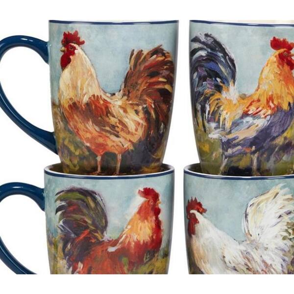 Certified International Gilded Rooster 4-Piece Multi-Colored 20 oz. Mug Set  23652SET4 - The Home Depot