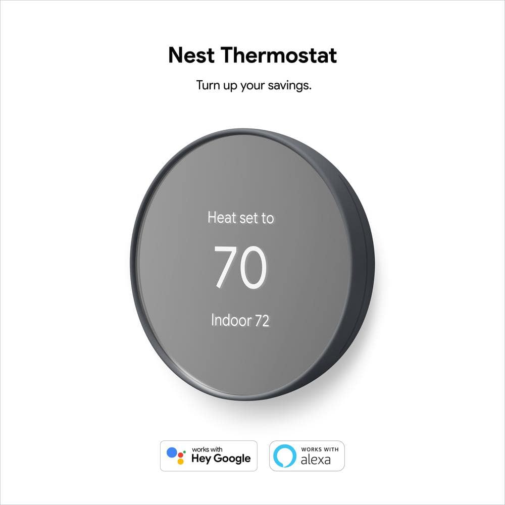 Charcoal Round Smart Programmable Thermostat with Remote Control