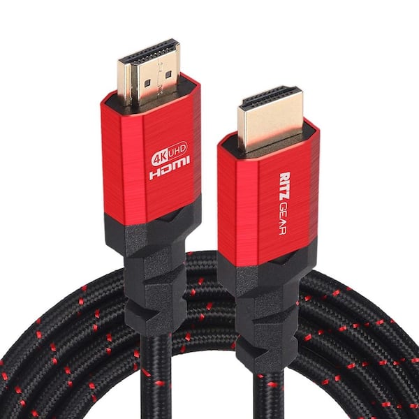 RITZ GEAR 30 ft. 4K HDMI Cable, High Speed 18 Gbps HDMI to HDMI Cable (2 Pack) - Red