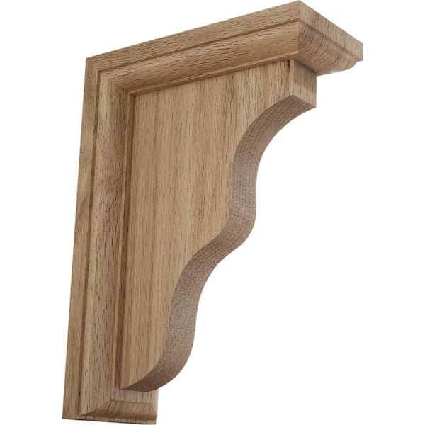 Ekena Millwork 2-1/4 in. x 5 in. x 7 in. Red Oak Hamilton Traditional Bracket