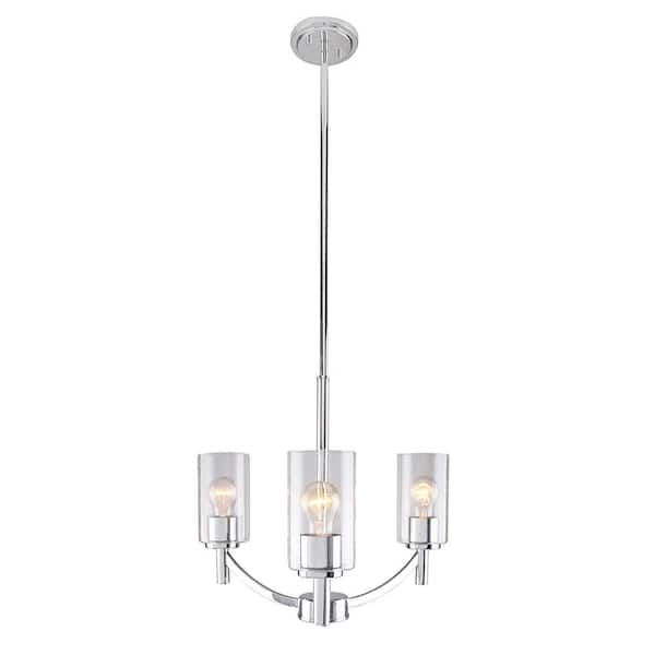 Eglo Devora 3-Light Chrome and Clear Glass Chandelier