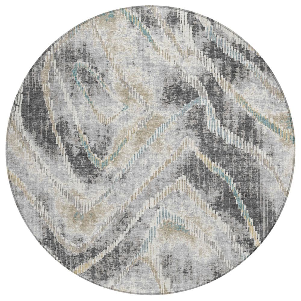 Chantille Machine Washable Indoor/Outdoor Abstract ACN2927 Gray 8 ft. x 8 ft. Round Rug price history on PriceWatchPro