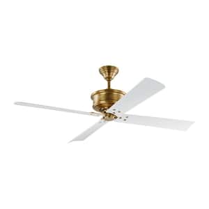 Subway 56 in. Indoor/Outdoor Hand Rubbed Brass Ceiling Fan with Handheld Remote Control and Reversible Motor