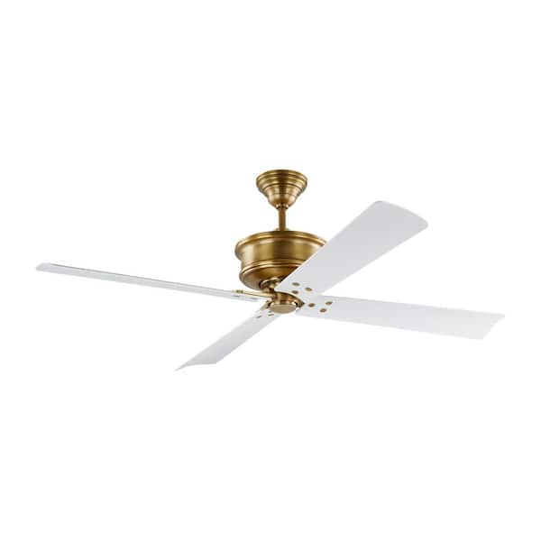 Generation Lighting Subway 56 in. Indoor/Outdoor Hand Rubbed Brass Ceiling Fan with Handheld Remote Control and Reversible Motor