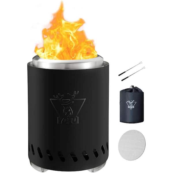 Mximu 9.7 in. H x 7.1 in. Black Tabletop Fire Pit for Outdoor and Patio with Travel Bag and 2 Mini Sticks and Fireproof Mat