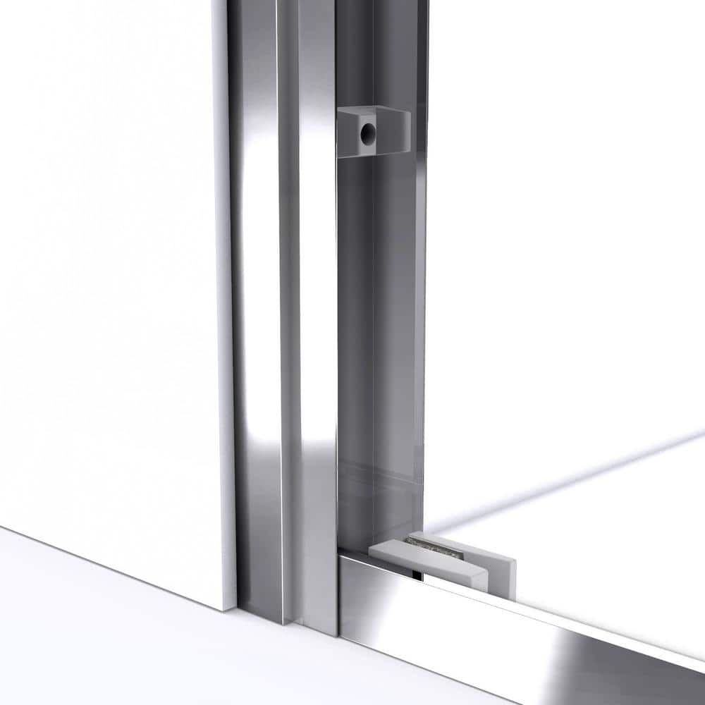 Duet 60" Frameless Clear Glass Sliding Shower Kit with Brushed Nickel Hardware