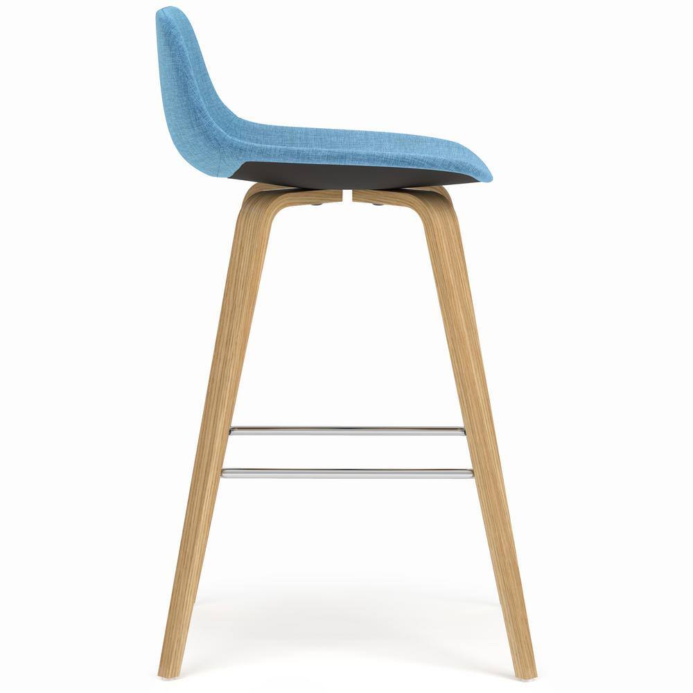 Randolph Medium Blue Upholstered Counter Stool with Metal Frame