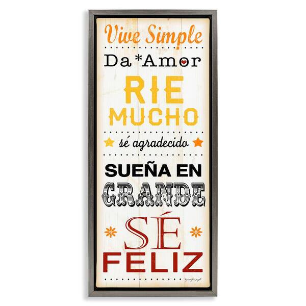 Stupell Industries Live and Laugh Motivational by Jennifer Pugh Gray Floater Frame Typography Graphic Art Print 31 in. x 15 in.