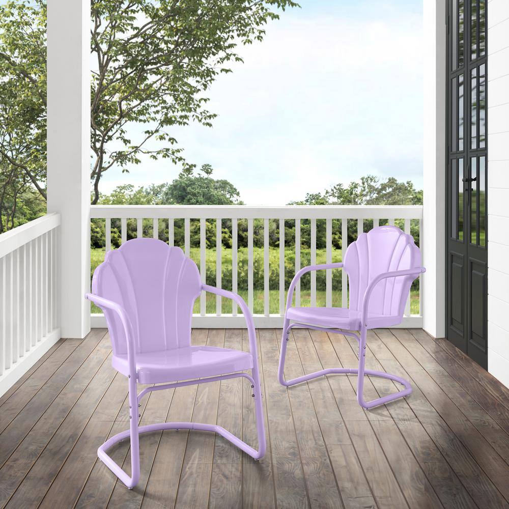 Lavender Retro Scalloped Steel Outdoor Chair Set