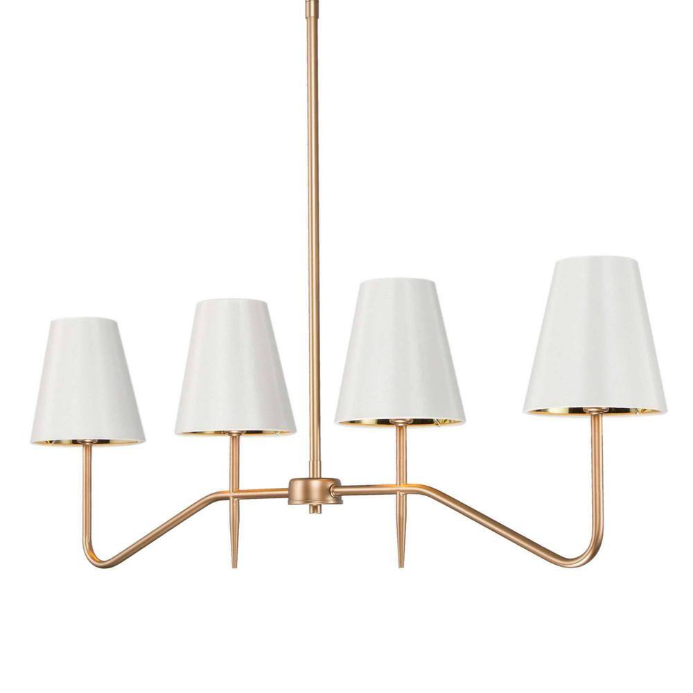 Modern 4-Light Gold Linear Island Chandelier for Kitchen with White Cone Shades and No Bulb Included price history on PriceWatchPro