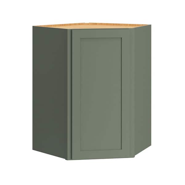 QuickShip Cottage 24 in. W x 24 in. D x 36 in. H Assembled Plywood Shaker Corner Diagonal Wall Cabinet in Conifer
