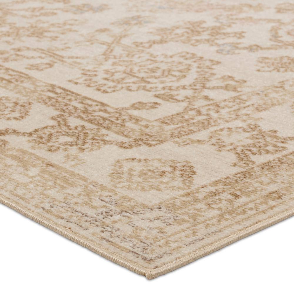 Handmade Ivory Medallion Wool and Synthetic Rug 2'-6" x 4'