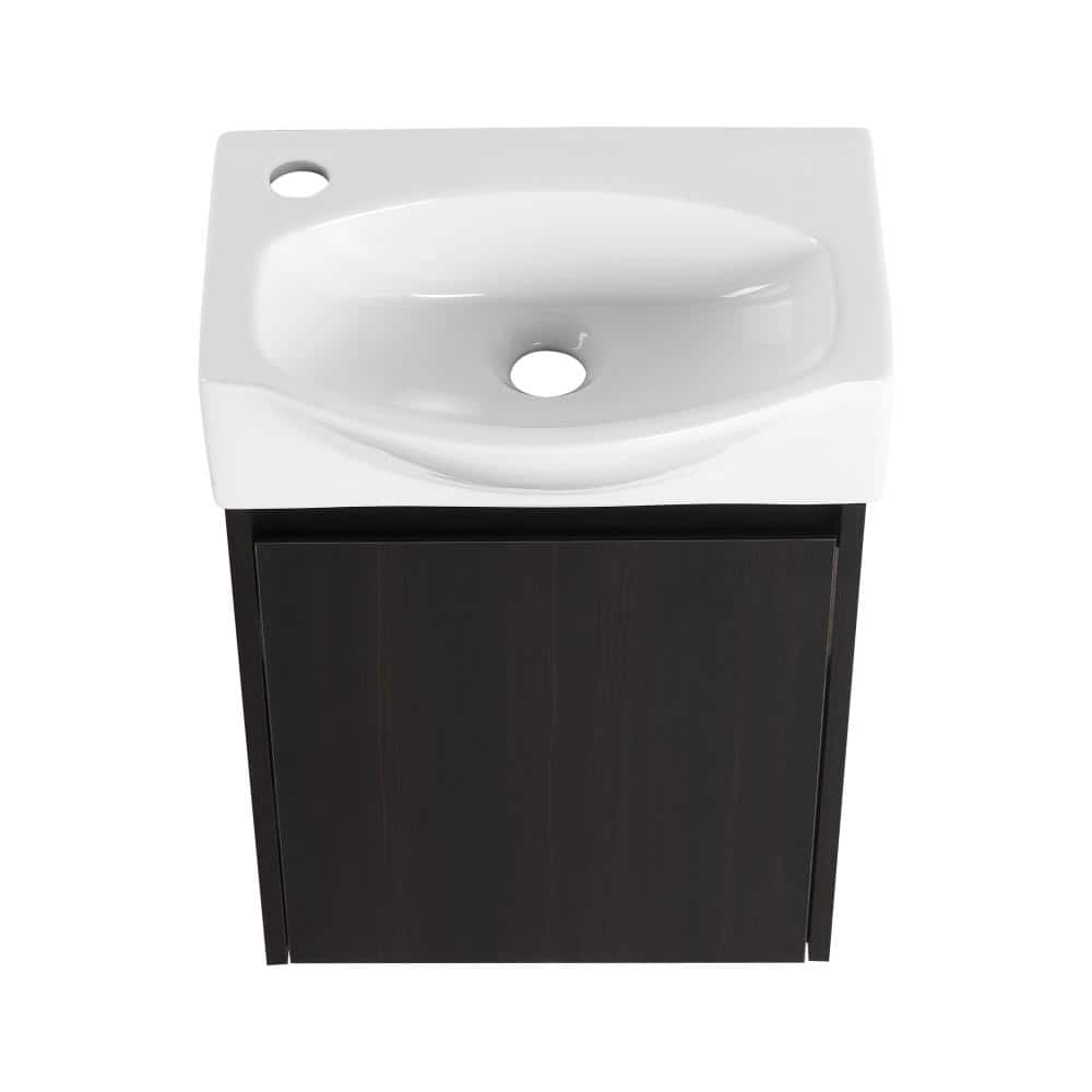 16 in. W Compact Bath Vanity in Black with Integrated Ceramic Sink and Minimalist Storage for Small Spaces price history on PriceWatchPro
