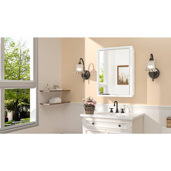 KeonJinn 17 in. W x 25 in. H Rectangular White Metal Framed