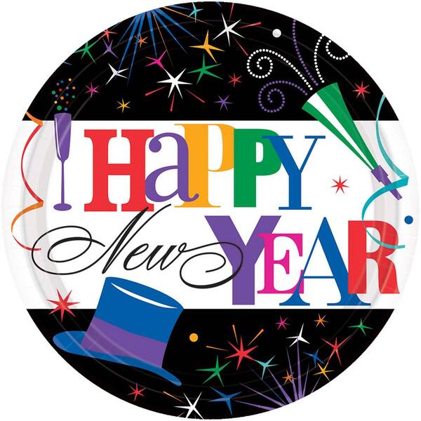 Amscan New Year's 7 in. Ring in the New Year Plates (60-Count)