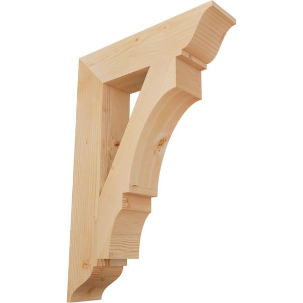Ekena Millwork 5.5 in. x 38 in. x 26 in. Douglas Fir Balboa Traditional Smooth Bracket