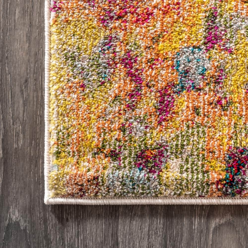 Multi/Yellow Abstract Flat Woven Reversible Area Rug