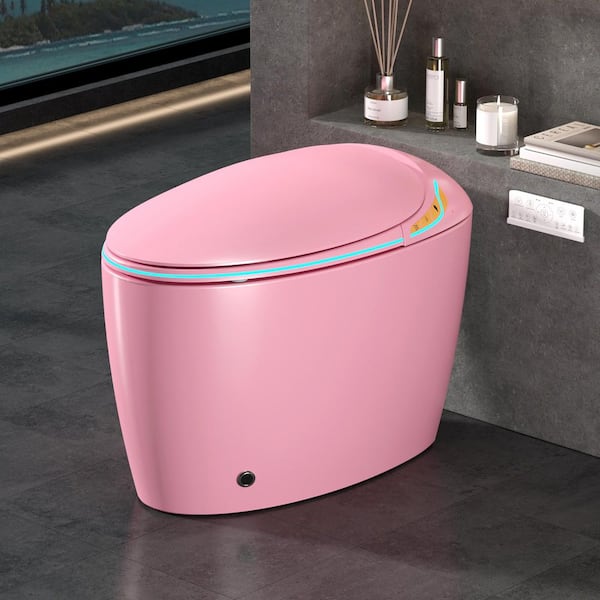 Elongated Smart Bidet Toilet 1.28 GPF in Pink with Auto Flush, Heated Seat, Warm Water Clean, Night Light, Child Seat