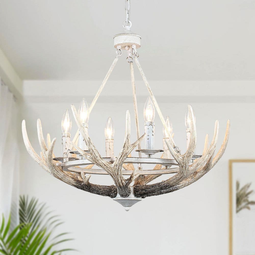 ZJVAIVE 23.62 in. 6-Light Vintage Gray Dimmable Classic Candle