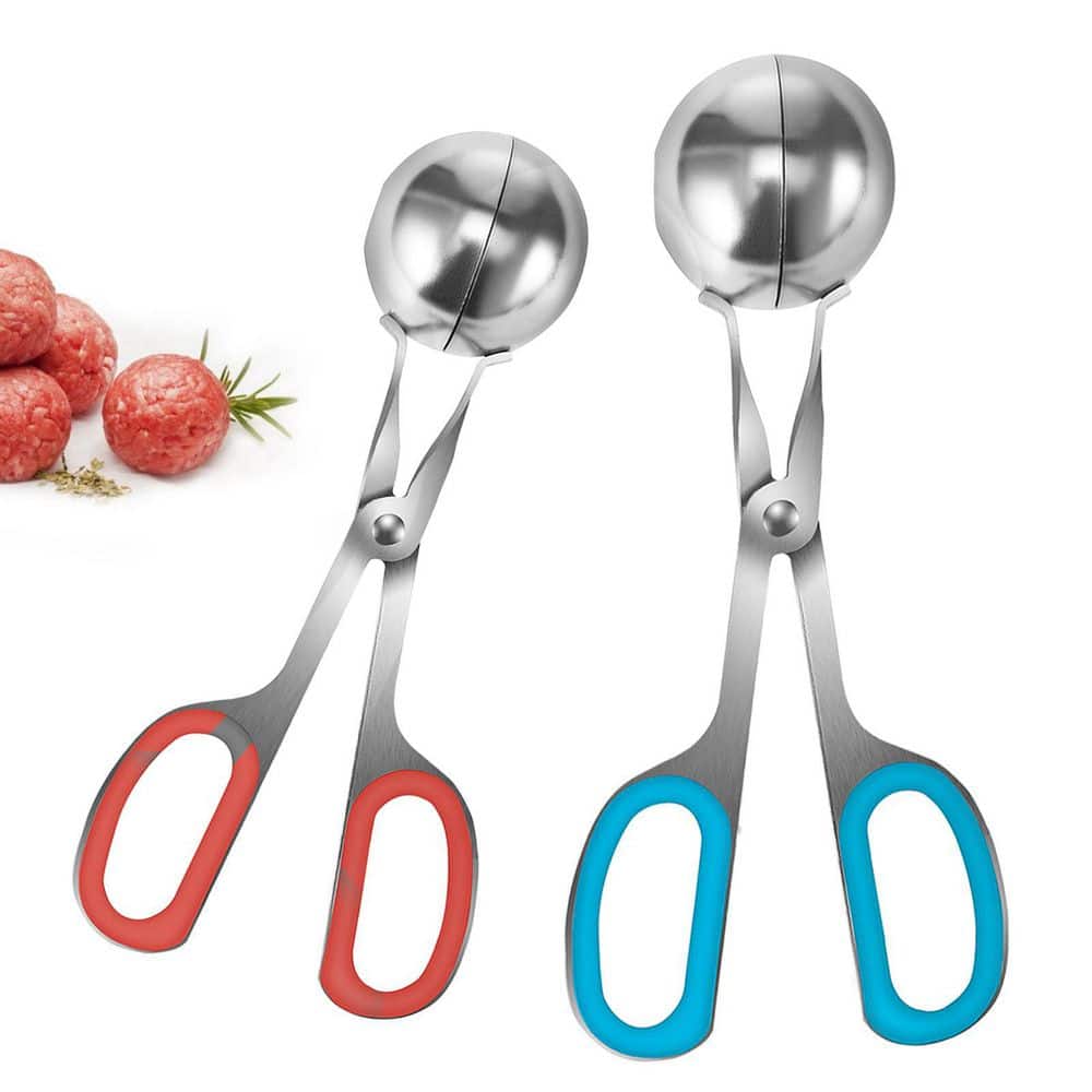 Meat Baller, 2 PCS None-Stick Meatball Maker with Detachable Anti-Slip  Handles, Stainless Steel Meat Baller Tongs, Cake Pop, Ice Tongs, Cookie  Dough Scoop for K…