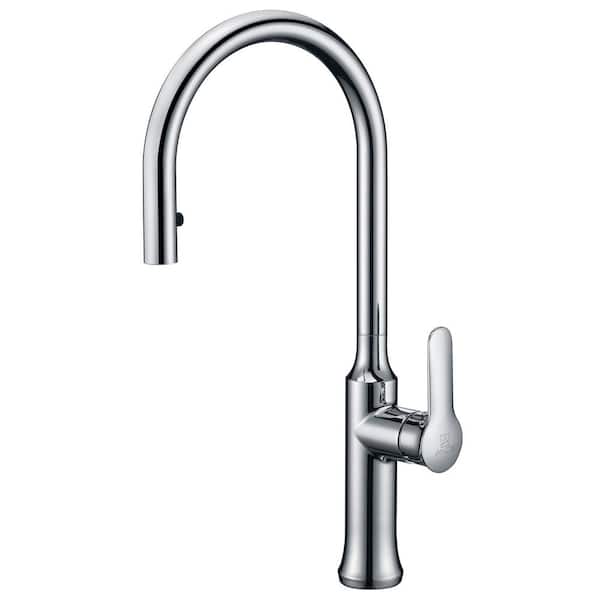 Cresent Single-Handle Pull-Down 10.81 in Sprayer Kitchen Faucet in Polished Chrome