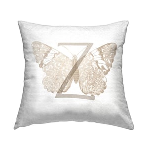 Butterfly Letter Z Square Outdoor Throw Pillow