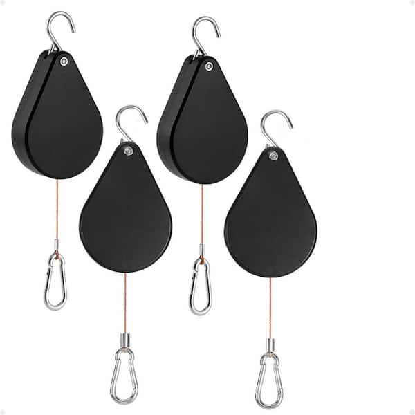 Retractable Plastic Plant Hanger 40 in. H x 2.3 in. D Black Steel Round  Indoor/Outdoor Hanging Planter Pulley (4-Pack) HY908-5 - The Home Depot