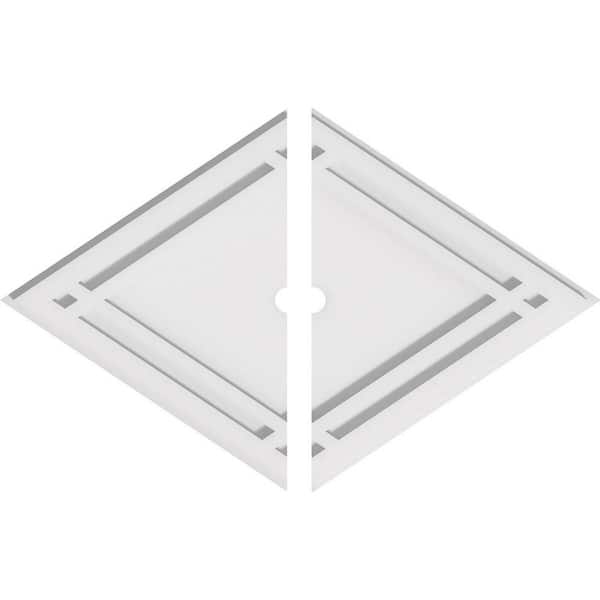 Ekena Millwork 22 in. W x 14-5/8 in. H x 1 in. ID x 1 in. P Diamond Architectural Grade PVC Contemporary Ceiling Medallion (2-Piece)