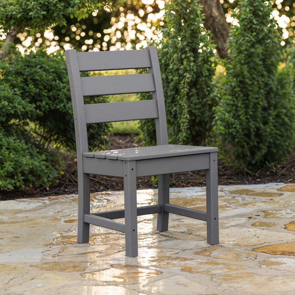 POLYWOOD Grant Park Grey Side Stationary Plastic Outdoor Dining