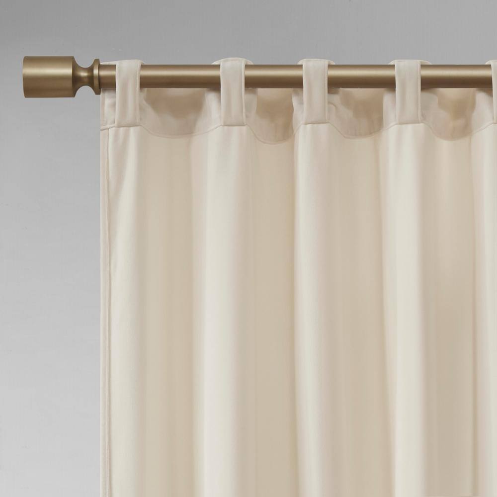 Ivory Ground Length Room Darkening Velvet Curtain Panels