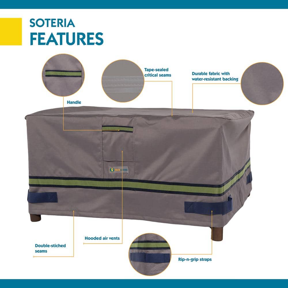 Soteria Gray Waterproof 56 Inch Rectangular Fire Pit Cover
