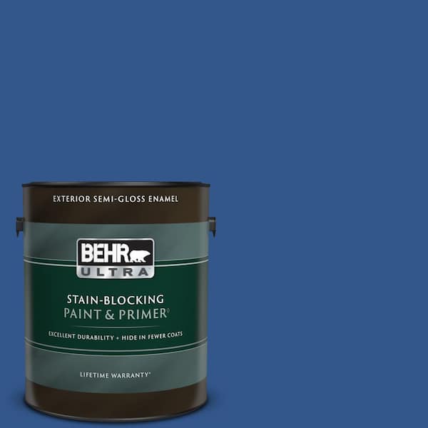 BEHR ULTRA 1 gal. #PPU15-03 Dark Cobalt Blue Semi-Gloss Enamel Exterior Paint & Primer
