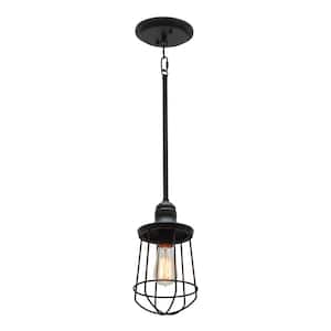 Southbourne 1-Light Matte Black Cage Mini Pendant Light with Open Cage Shade