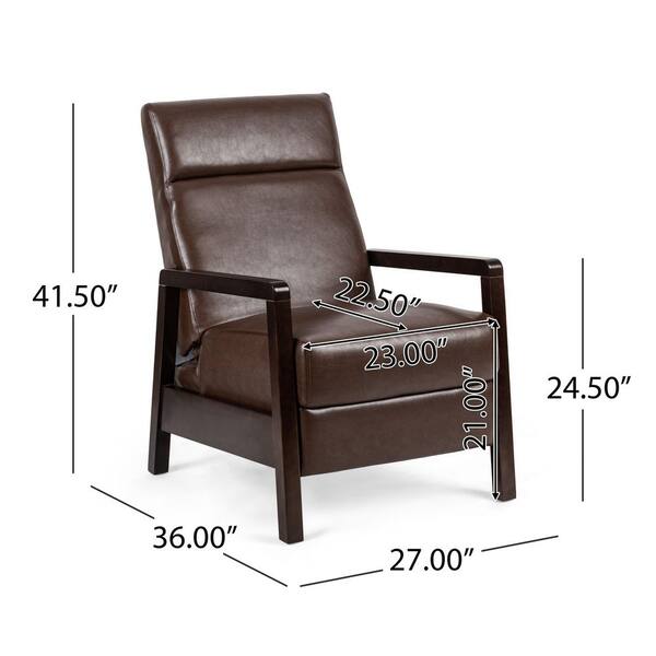 espresso faux leather push back recliner