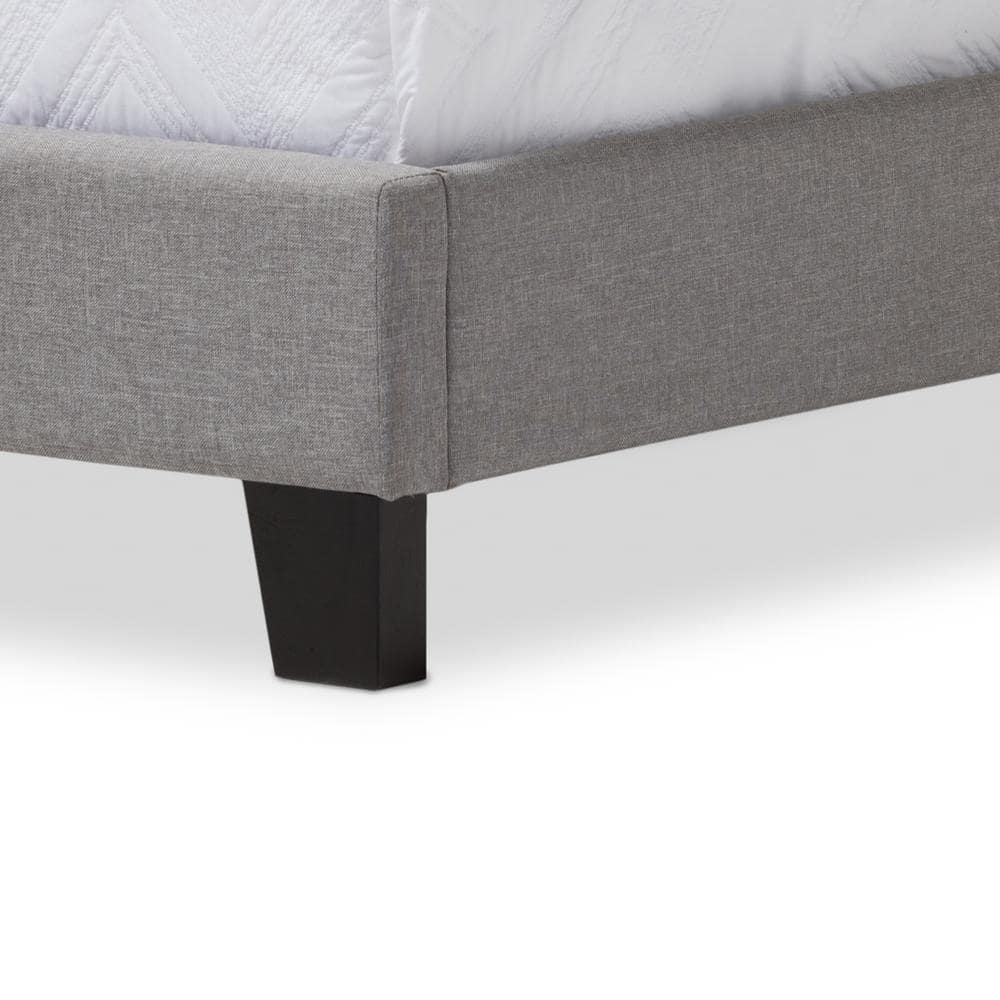 Elegant Twin-Size Linen Upholstered Bed with Diamond Tufting - Gray